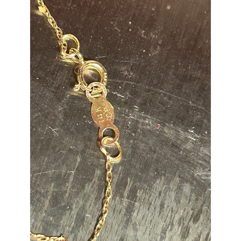 Vintage 14k Yellow Gold Baroque Dark Gray Pearl Art Deco pendant necklace 18.5” - Picture 8 of 14